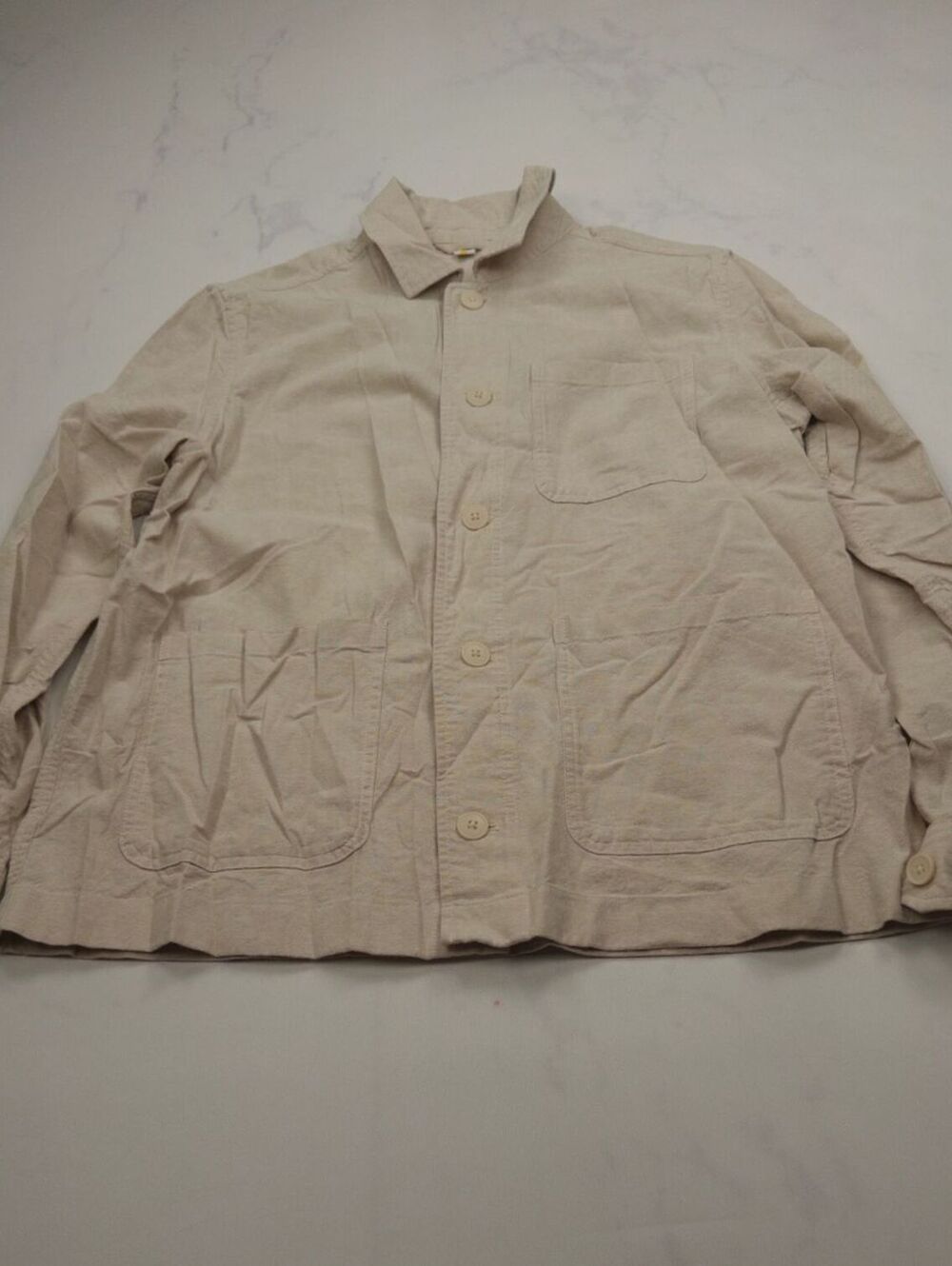 Old Navy Active Classic Style Button-Up Shirt Beige 90s Minimalist - Mens M